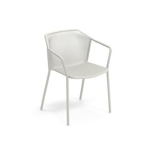Chaise ext&eacute;rieur - DARWIN avec accoudoirs Blanc mat L 60 x P 55 x H 77 cm, assise 45 cm