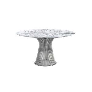 Table - PLATNER Ø 135 Marbre Marbre Arabescato, blanc veiné gris Ø 135 x H 70 cm Acier finition nickel poli, marbre Arabescato