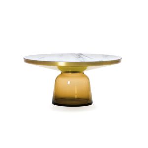 Table basse - BELL COFFEE Marbre Ø 75 x H 36 cm Orange ambré Marbre blanc Verre soufflé, laiton, plateau marbre