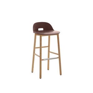 Tabouret haut - ALFI STOOL dossier bas Marron Polypropylène et sciure de bois recyclés, frêne naturel L 43,2 x P 48,5 x H 91,5 cm, assise 76 cm