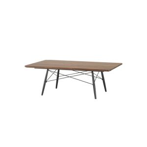 Table basse - EAMES COFFEE TABLE 114x76 L 114cm x P 76cm x H 39cm Noyer Plateau noyer massif, Pieds frêne noir, Croisillons acier