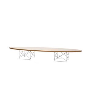 Table basse - ELLIPTICAL TABLE Blanc Bois stratifié revêtement dur, Tube d'acier chromé L 226,7cm x P 74,6cm x H 25,5cm