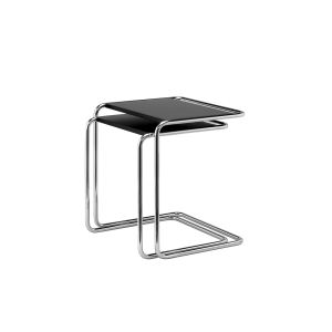 Table d'appoint guéridon - SET B 97 Noir MDF vernis laqué, chrome