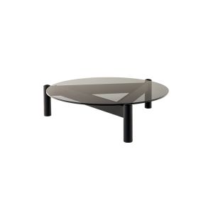 Table basse - TABLE A PLATEAU INTERCHANGEABLE Ø 102 Verre fumé