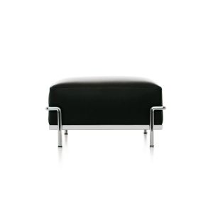 Pouf - LC2 Cuir, rembourrage mousse polyuréthane expansé et polyester, acier chromé L 72,5cm x P 57cm x H 40cm Noir