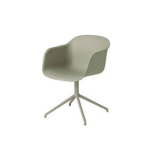 Chaise - FIBER ARMCHAIR pied central Vert cendré L 51cm x P 58cm x H 76,5cm, Assise L 42cm x P 40cm x H 46cm