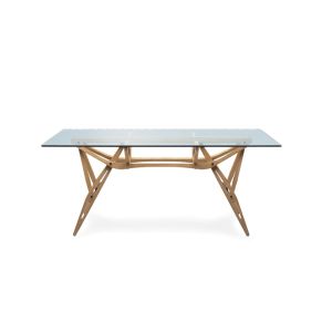 Table - REALE L 180cm x P 90cm x H 72cm Chêne Piètement chêne, Plateau verre