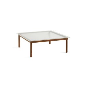 Table basse - KOFI 100x100 Noyer/ verre cannelé transparent