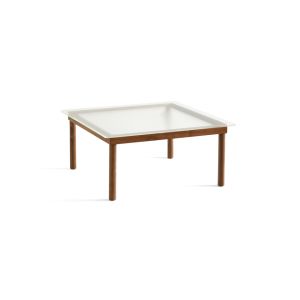 Table basse - KOFI 80x80 Noyer/ verre cannelé transparent