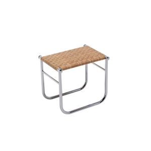 Tabouret - LC9 Rotin Assise rotin tressé, Rembourrage polyuréthane, Structure acier chromé L 50cm x P 36cm x H 45cm