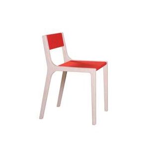 Siège enfant - SLAWOMIR Contreplaqué bouleau, Assise et dossier feutre L 37cm x P 45cm x H 65cm, Assise H 40cm Feutre rouge