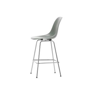 Tabouret haut - EAMES FIBERGLASS STOOL Medium Vert mousse Eames Chromé brillant