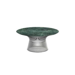 Table basse - PLATNER Ø 91,5 Marbre Ø 91,5 x H 38,5 cm Vert Alpi Acier finition nickel poli, marbre Verde Alpi