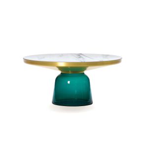 Table basse - BELL COFFEE Marbre Ø 75 x H 36 cm Vert émeraude Marbre blanc Verre soufflé, laiton, plateau marbre