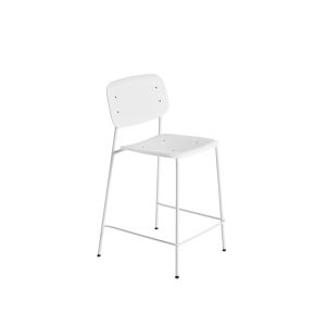 Tabouret haut - SOFT EDGE 95 BAR L 53,5 x P 54 x H 98 cm, assise H 65 cm Blanc/ pieds blanc