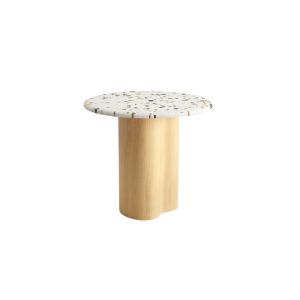 Table d'appoint guéridon - GHIA Ø 50 pied central terrazzo Ø 50 x H 45 cm Terrazzo clair/ chêne