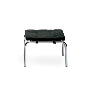 Pouf - GENNI pouf Structure acier chromé, Revêtement cuir Nappa, Rembourrage polyuréthane L 45cm x P 55cm x H 35cm Noir