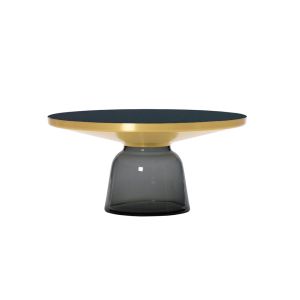 Table basse - BELL COFFEE TABLE Verre soufflé, laiton, plateau verre noir Ø 75 x H 36 cm Gris quartz