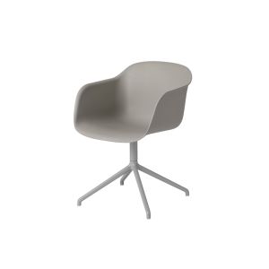 Chaise - FIBER ARMCHAIR pied central Gris L 51cm x P 58cm x H 76,5cm, Assise L 42cm x P 40cm x H 46cm