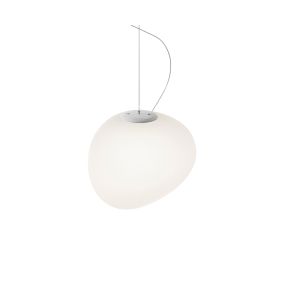 Suspension - GREGG Blanc Verre souffl&eacute; satin&eacute; Midi : L 21 x P 17 x H 16 cm, C&acirc;ble L 290 cm