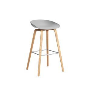 Tabouret haut - ABOUT A STOOL AAS 32 H75 L 50 x P 46 x H 85 cm, assise H 75 cm Ch&ecirc;ne vernis &agrave; base d'eau Concrete grey