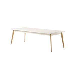 Table - Table 55 240x100 pieds bois Blanc perlé