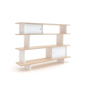 Rangement enfant - MINI LIBRARY Contreplaqué de bouleau, MDF L 150cm x P 35,5cm x H 106,9cm Blanc/ bouleau