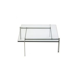 Table basse - PK 61A Verre L 120cm x P 120cm x H 32cm Plateau verre, Pi&egrave;tement acier inoxydable satin&eacute;
