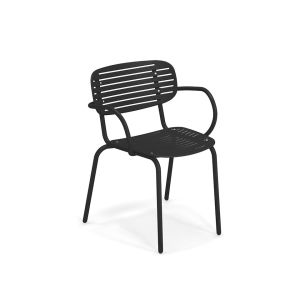Chaise ext&eacute;rieur - MOM avec accoudoirs Noir L 58,5 x P 56 x H 76 cm, assise 45 cm