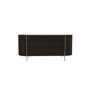 Meuble de rangement - KUMI COMÒ Frêne laqué noir, plateau marbre calacatta L 143 x P 50 x H 75 cm