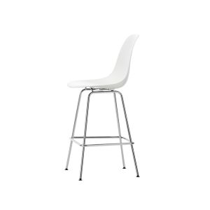 Tabouret haut - EAMES PLASTIC STOOL Medium Blanc Chromé brillant