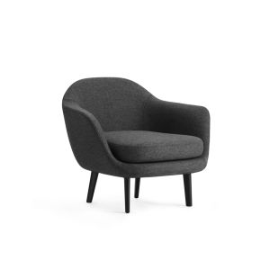 Fauteuil - SUM Noir Gris foncé Temple Tissu Camira Main Line Flax, pieds aluminium