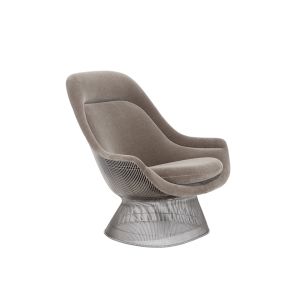 Fauteuil - PLATNER EASY CHAIR Velours, acier finition nickel poli Silver