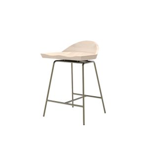 Tabouret haut - SPINDLE dossier bas H 61 L 48,2 x P 49,5 x H 72 cm, assise H 61,5 cm Frêne blanchi/ bronze