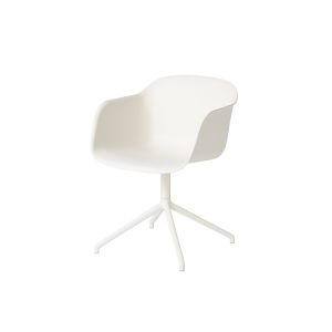 Chaise - FIBER ARMCHAIR pied central Blanc L 51cm x P 58cm x H 76,5cm, Assise L 42cm x P 40cm x H 46cm