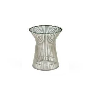 Table d'appoint guéridon - PLATNER Ø 40 Acier finition nickel poli, verre clair Ø 40 x H 46 cm