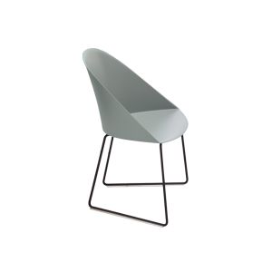 Chaise - CILA Bleu gris Coque polypropylène, pieds acier laqué