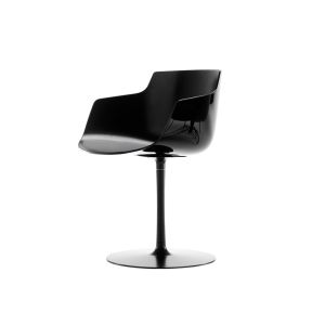 Chaise - FLOW SLIM COLOR pied central Noir L 55cm x P 54cm x H 76,4cm, Asisse H 44cm Coque polycarbonate, Extérieur brillant, intérieur gauffré, Pied