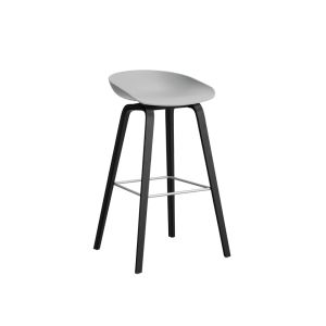 Tabouret haut - ABOUT A STOOL AAS 32 H75 L 50 x P 46 x H 85 cm, assise H 75 cm Ch&ecirc;ne noir vernis &agrave; base d'eau Concrete grey