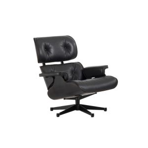 Fauteuil - EAMES LOUNGE CHAIR Frêne laqué, aluminium, cuir Premium Noir