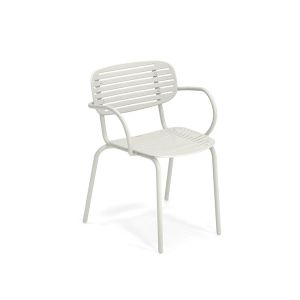 Chaise ext&eacute;rieur - MOM avec accoudoirs Blanc mat L 58,5 x P 56 x H 76 cm, assise 45 cm