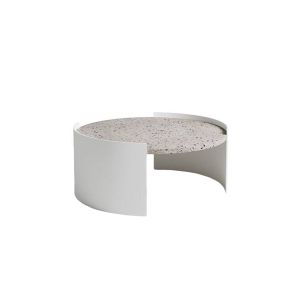 Table et table basse extérieur - Table basse BOWY OUTDOOR Ø 70 Blanc et gris Ivoire