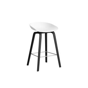 Tabouret haut - ABOUT A STOOL AAS 32 H65 Blanc L 47 x P 43 x H 75 cm, assise H 65 cm Ch&ecirc;ne noir vernis &agrave; base d'eau