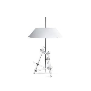 Lampe à poser - ASHANGHAI Chrome/ blanc Ø 47 x H 77 cm Verre, métal