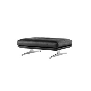 Pouf - INLAND AV32 Cuir Cuir noir Aluminium poli