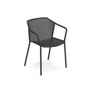 Chaise ext&eacute;rieur - DARWIN avec accoudoirs Noir L 60 x P 55 x H 77 cm, assise 45 cm