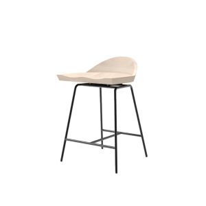 Tabouret haut - SPINDLE dossier bas H 61 L 48,2 x P 49,5 x H 72 cm, assise H 61,5 cm Frêne blanchi/ noir