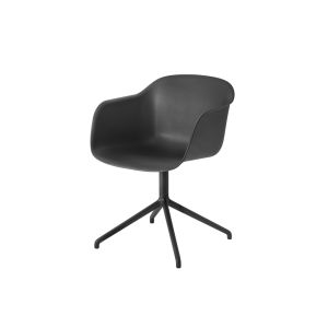 Chaise - FIBER ARMCHAIR pied central Noir L 51cm x P 58cm x H 76,5cm, Assise L 42cm x P 40cm x H 46cm
