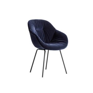 Chaise - ABOUT A CHAIR AAC 127 SOFT Velours Lola, acier Bleu navy/ noir
