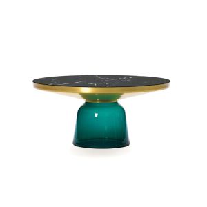 Table basse - BELL COFFEE Marbre Ø 75 x H 36 cm Vert émeraude Marbre noir Verre soufflé, laiton, plateau marbre